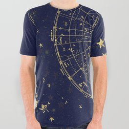 Metallic Gold Vintage Star Map 2 All Over Graphic Tee
