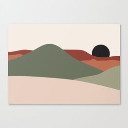 Mountains Terracotta 2 - Green Brown Pastel Canvas Print