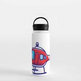 Illustrated Flying Red Helicopter Water Bottle