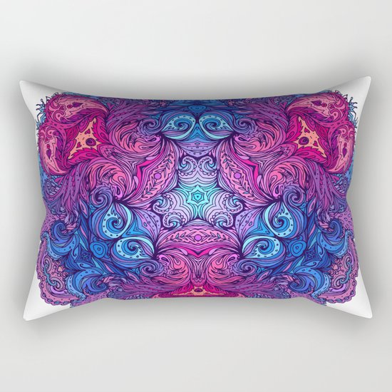 Purple & Blue Indian Mandala Rectangular Pillow