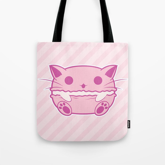 Pink Kawaii Cat Macaroon Tote Bag