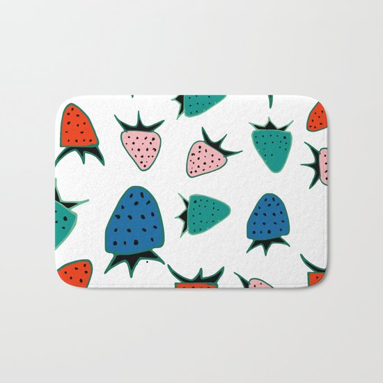 Strawberry white Bath Mat