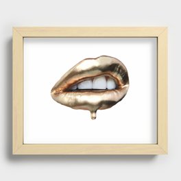 Gold Lips Recessed Framed Print