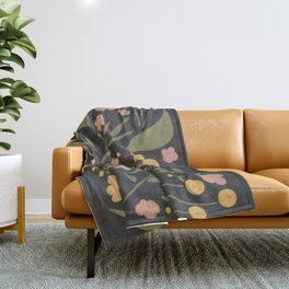 Flower Party Charcoal Throw Blanket