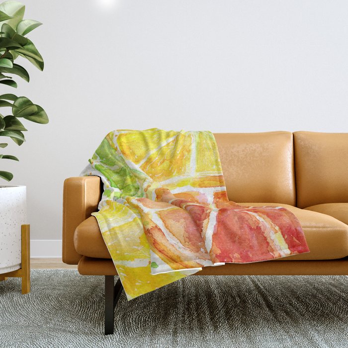 Fruit Watercolor Citrus Throw Blanket