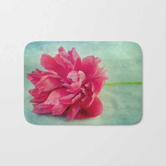Peony on Blue Bath Mat