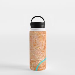 Detroit, MI, USA, Gold, Blue, City, Map Water Bottle