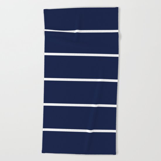 Indigo Navy Blue Pinstripes Beach Towel