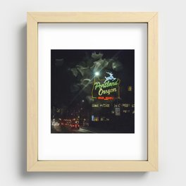 Old Town Sign and Raindrops Recessed Framed Print