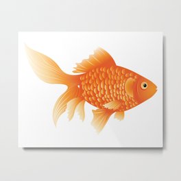 Gold fish Metal Print | Animal, Smile, Yellow, Fish, Tropical, Aquatic, Underwater, Cute, Look, Graphicdesign 