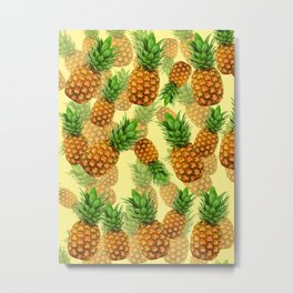 Pineapple Party Metal Print | Digital, Graphicdesign, Brasil, Nature, Pattern, Floresta, Forest, Pineapple, Brazil, Illustration 