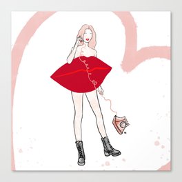 Red Lips Girl Canvas Print