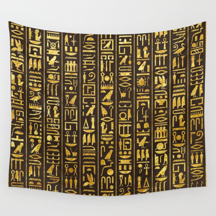 Gilded Hieroglyphs Wall Tapestry