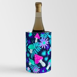 turquoise and pink mushrooms and flowers Wine Chiller