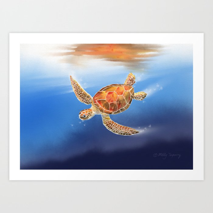 Lone Sea Turtle 2 Art Print