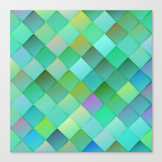 Green pattern with squares.Trendy print. Modern graphic design. Canvas Print