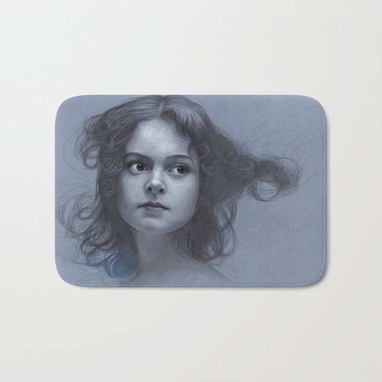 Behind greyness - pencil drawing on paperboard Bath Mat