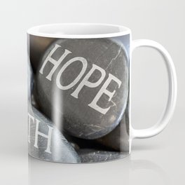 Love Faith Hope Christian Quote Black Pebble Embossing Coffee Mug