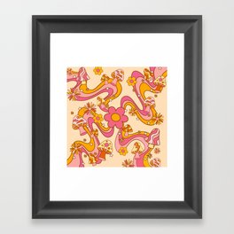 Trippy mushroom psychedelic Framed Art Print