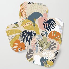 Tropical Foliage Pattern 1 - Retro Boho Coaster