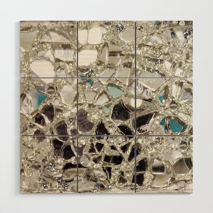 An Explosion of Sparkly Silver Glitter, Glass and Mirror Wood Wall Art