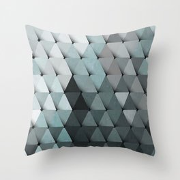 Triangles Teal Gray Throw Pillow
