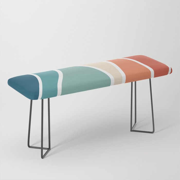 Colorful retro style waves Bench