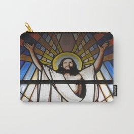 Stained glass window Carry-All Pouch | Redemption, Deity, Faith, Divine, Jesus, Resurrected, Holy, Christianity, Spirituality, Catholic 