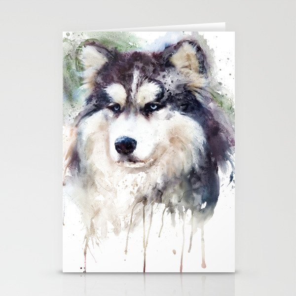 Watercolor Portrait - Alaskan Malamute  Stationery Cards