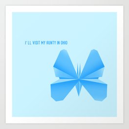 Blue Butterfly Aunty - Origami Blue Butterfly Art Print