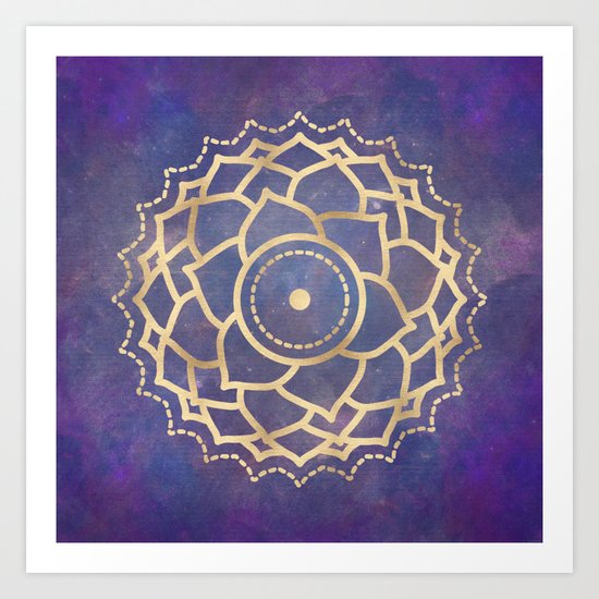 Mandala Chakra Copper and Purple Crown Chakra Art Print