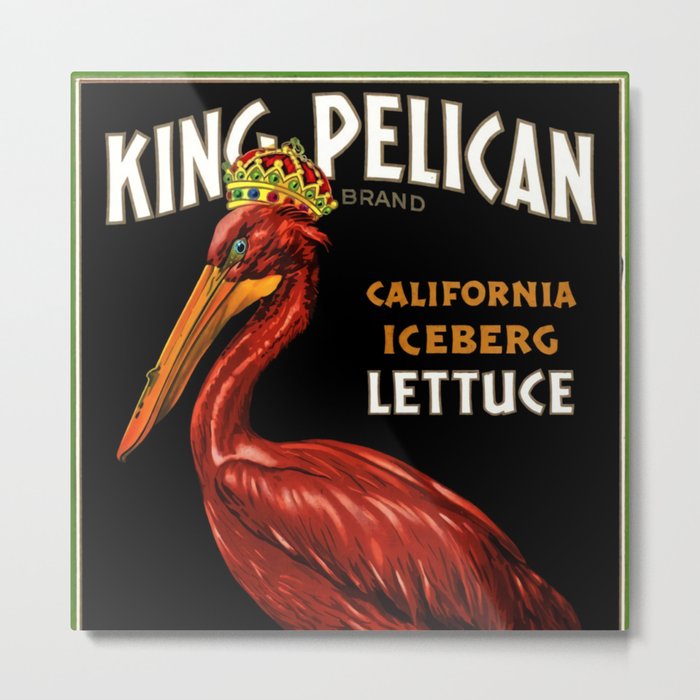 King Pelican red brand California Iceberg Lettuce vintage label advertising poster / posters Metal Print