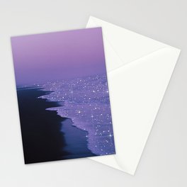 PURPLE MAGIC | seascape | glitter collage art | aesthetic of nature | yana potter digital art Stationery Card