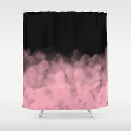 Pink Clouds on Black Shower Curtain