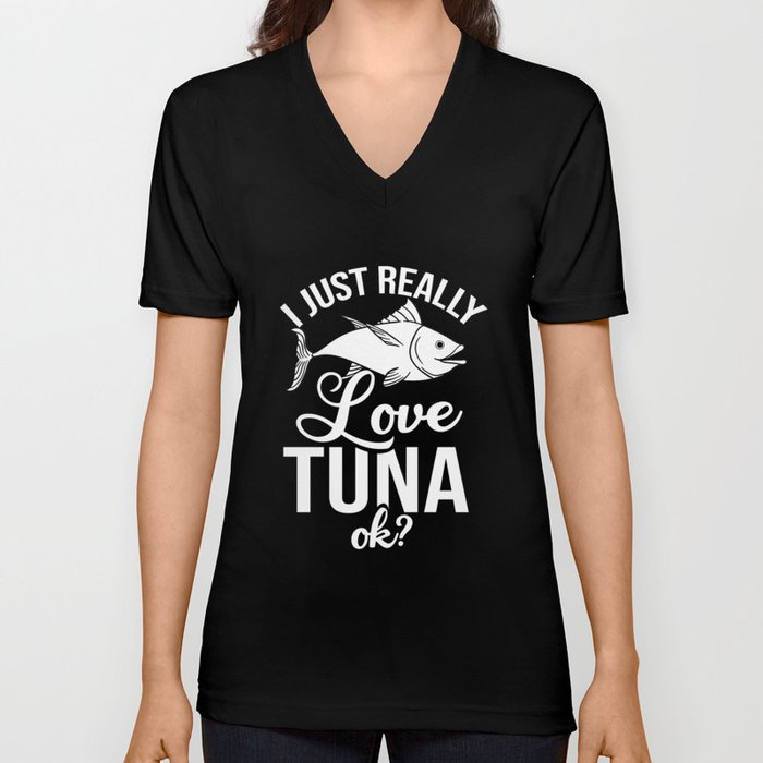 Red Tuna Fish Bluefin Fishing Salad V Neck T Shirt