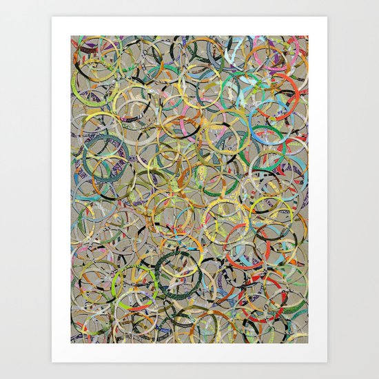 Rainbow Circles Collage Art Print