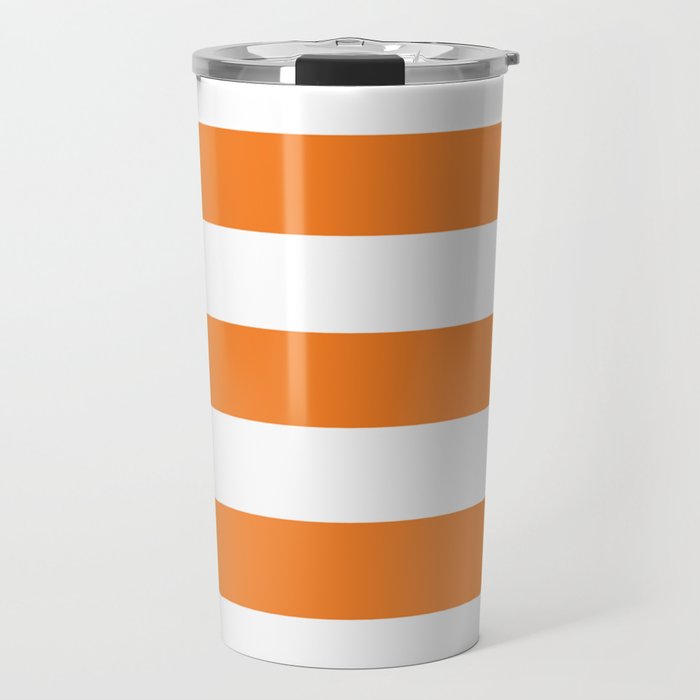 Princeton orange - solid color - white stripes pattern Travel Mug