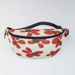 Red and Cream Flower Pattern Painting by Christie Olstad Fanny Pack