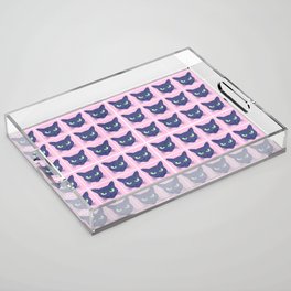 Retro Modern Periwinkle Cats Pink Mini Acrylic Tray