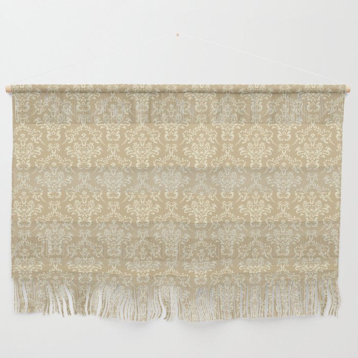 White and Beige Medieval Pattern Design Wall Hanging