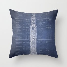 Apollo 11 Saturn V Blueprint in High Resolution (dark blue) Throw Pillow