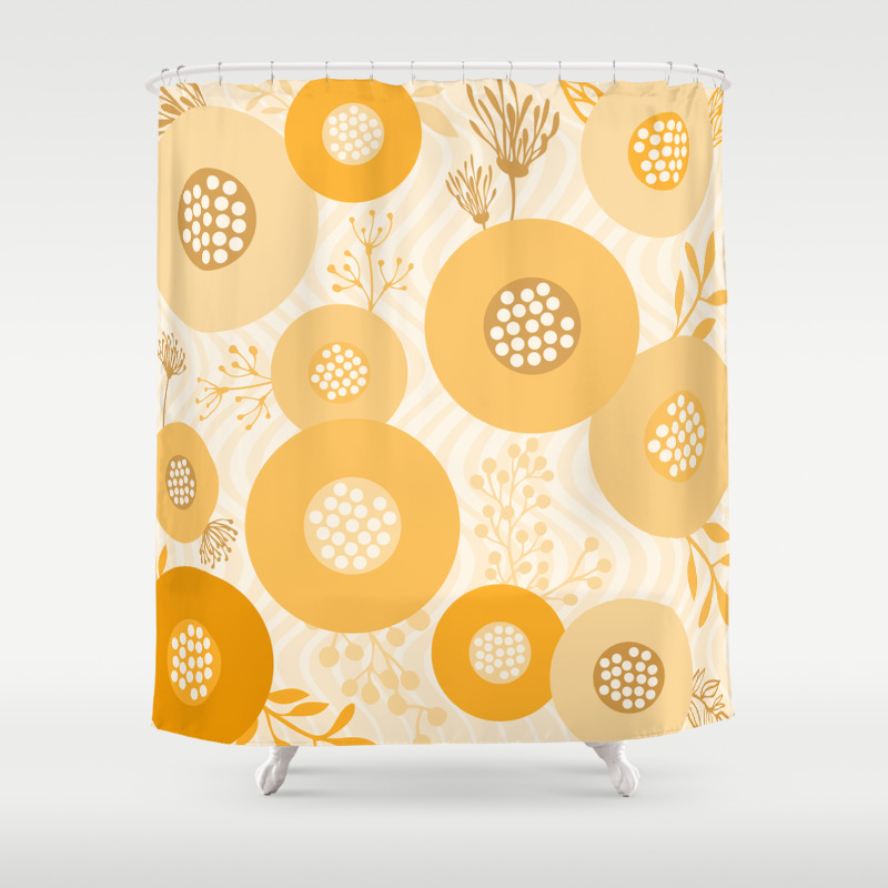 Modern Abstract Flowers Muted Orange Circles On Wavy Background