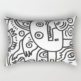 Black and White Graffiti Cool Funny Creatures Rectangular Pillow