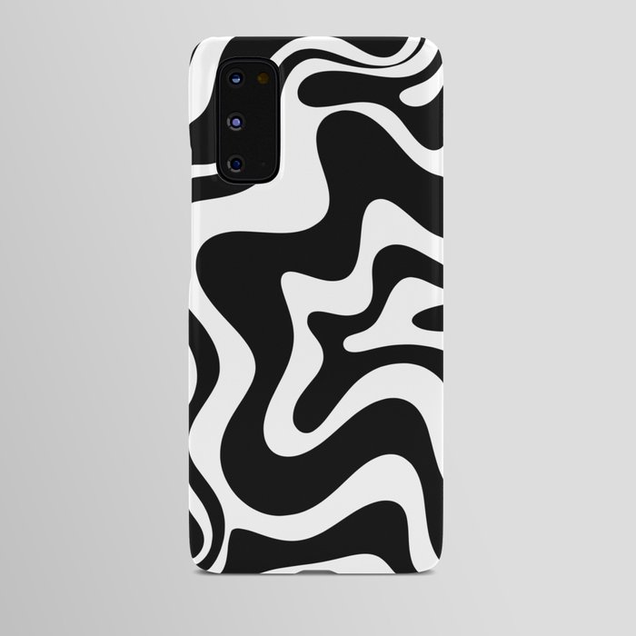 Liquid Swirl Abstract Pattern in Black and White Android Case
