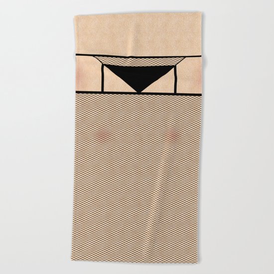 Fishnet Stockings and Black Knickers Beach Towel