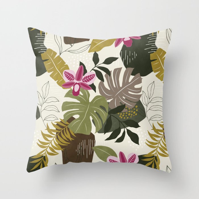 Tropical print throw deals pillows