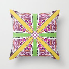 Pink and Yellow Pattern Throw Pillow