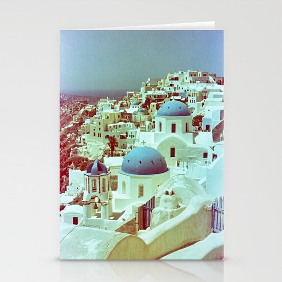 Santorini in Raspberry and Blue: shot using Revolog 600nm special effects film Stationery Cards
