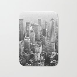 Aerial view of Manhattan, New York | The Big Apple in black and white Bath Mat