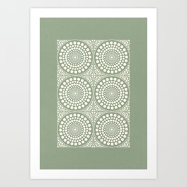 Sage Green Circles Print, Geometric Pattern Art Print